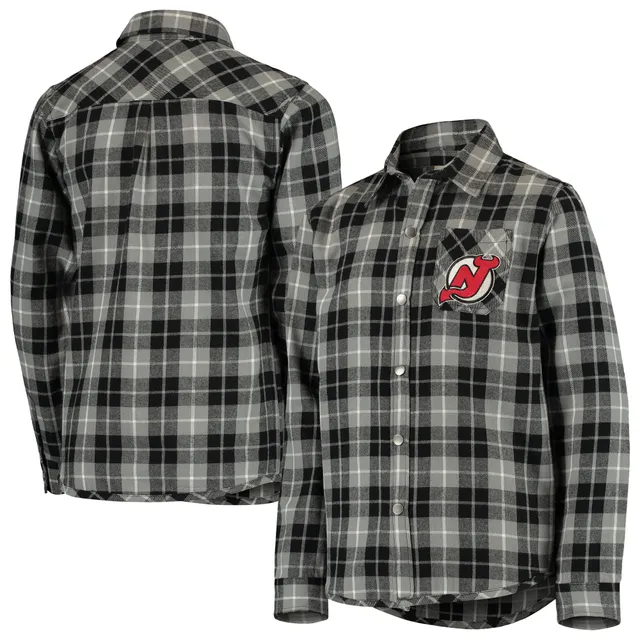 New Jersey Devils Antigua Ease Plaid Button-Up Long Sleeve Shirt - Red/Gray