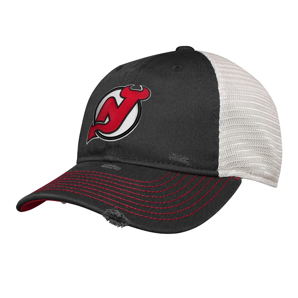 Youth Black New Jersey Devils Slouch Trucker Adjustable Hat