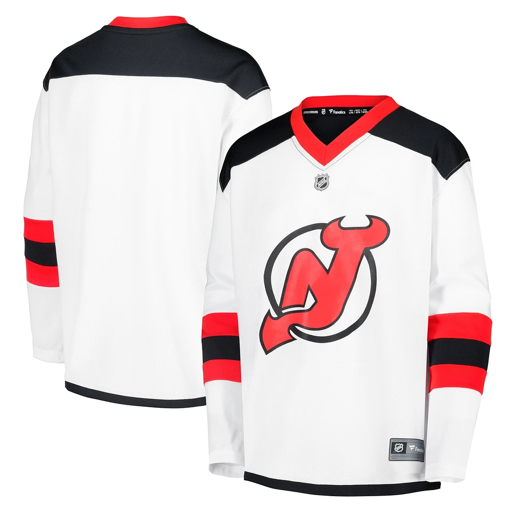 Youth Fanatics White New Jersey Devils Away Replica Blank