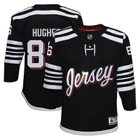 Maillot de joueur premier ministre alternatif des Devils du New Jersey noir Jack Hughes pour jeune