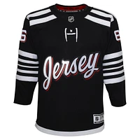 Maillot de joueur premier ministre alternatif des Devils du New Jersey noir Jack Hughes pour jeune