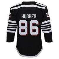 Maillot de joueur premier ministre alternatif des Devils du New Jersey noir Jack Hughes pour jeune