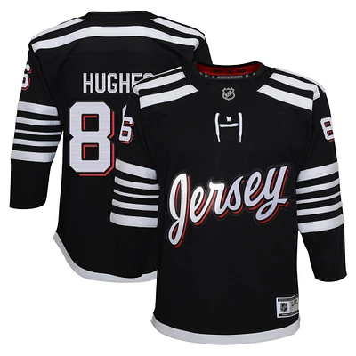 Maillot de joueur premier ministre alternatif des Devils du New Jersey noir Jack Hughes pour jeune