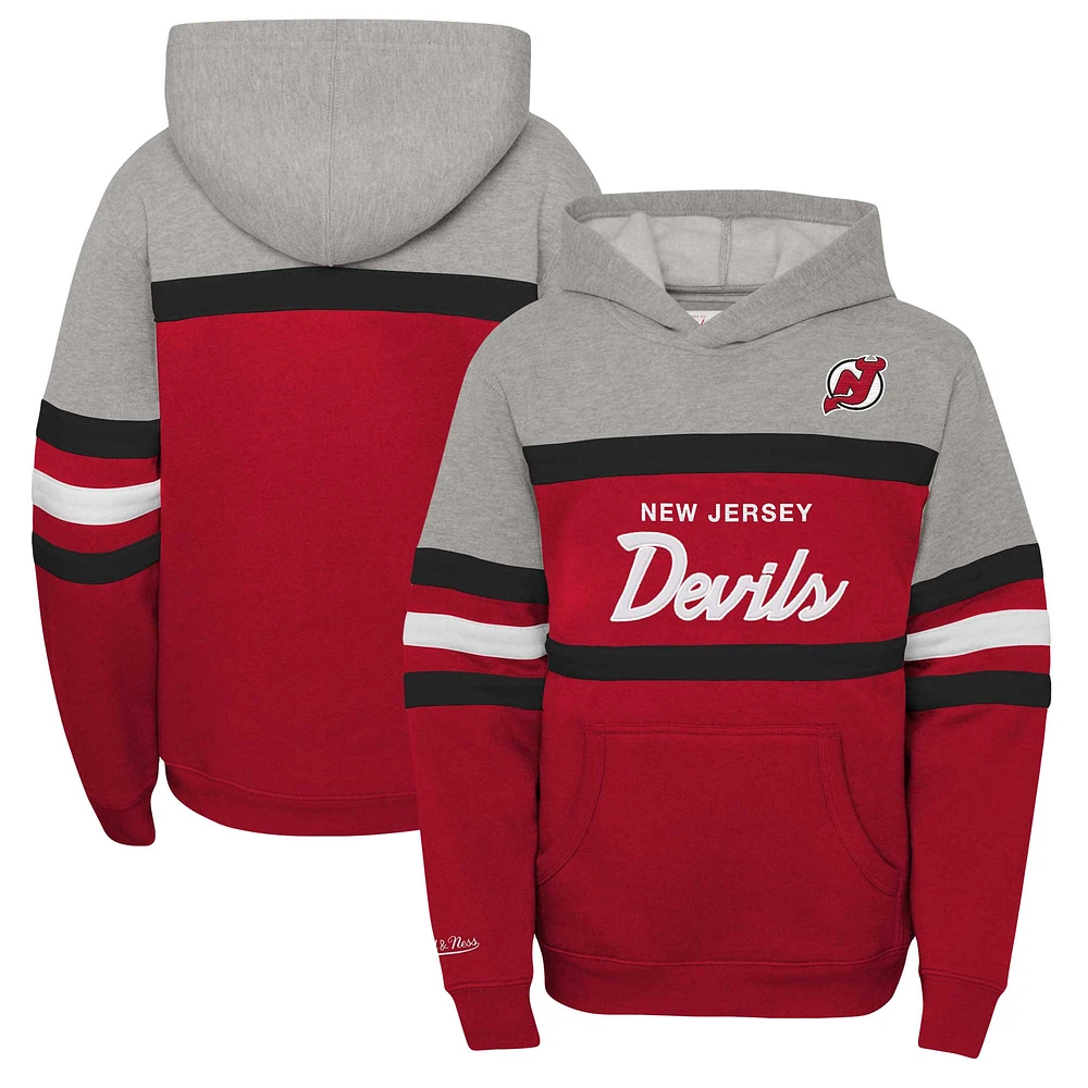 Youth Mitchell & Ness Red New Jersey Devils Head Coach Pullover Hoodie