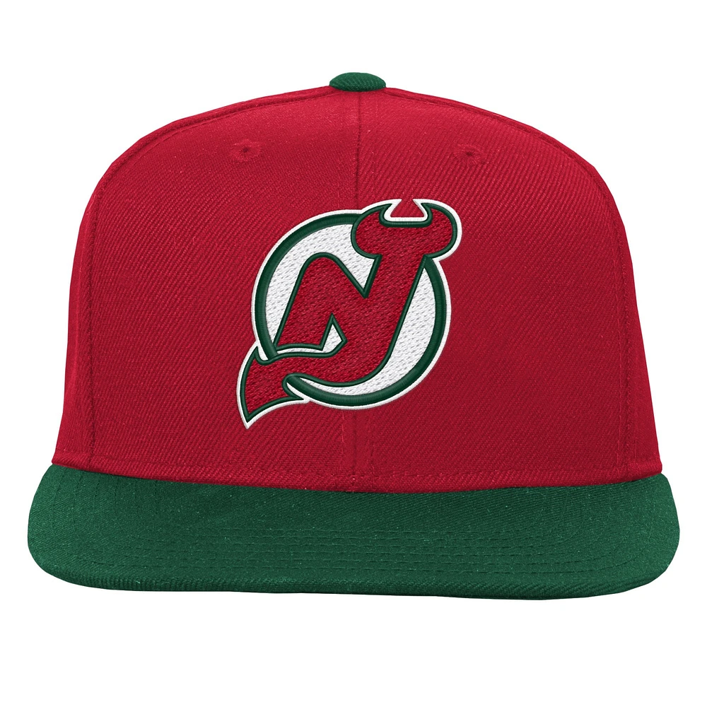 Youth Mitchell & Ness Red/Green New Jersey Devils Core Team Two-Tone Snapback Hat