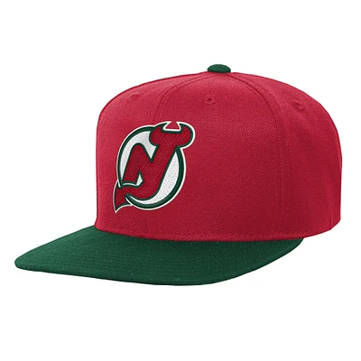 Casquette snapback bicolore rouge/vert New Jersey Devils Core Team Mitchell & Ness pour jeunes