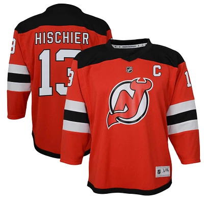 Maillot de joueur réplique à domicile du capitaine des Devils New Jersey pour les jeunes Nico Hischier Red