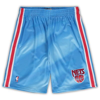 Men's Mitchell & Ness Blue New Jersey Nets Big Tall Hardwood Classics Team Swingman Shorts