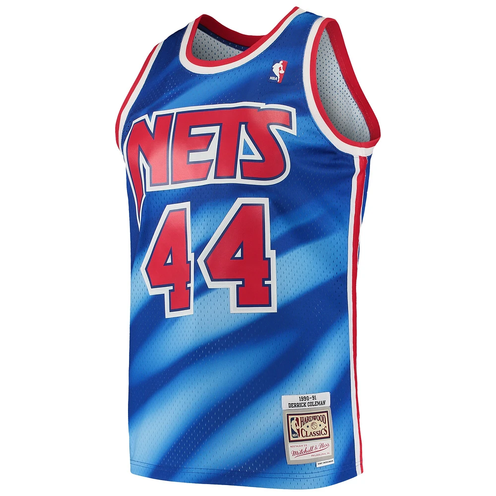 Maillot Mitchell & Ness Derrick Coleman Swingman bleu New Jersey Nets 1990/91 Hardwood Classics pour homme