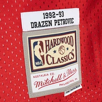 Maillot Homme Mitchell & Ness Drazen Petrovic Bleu/Rouge New Jersey Nets Hardwood Classics 1992/93 Split Swingman