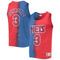 Débardeur avec nom et numéro Mitchell & Ness Drazen Petrovic bleu/rouge New Jersey Nets Hardwood Classics pour hommes