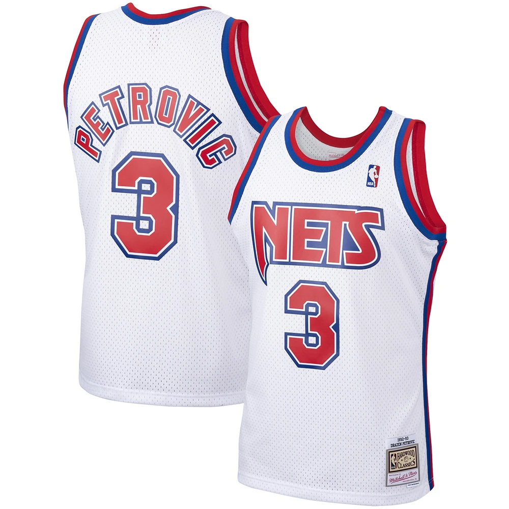 Men's Mitchell & Ness Drazen Petrovic White New Jersey Nets 1992/93 Hardwood Classics Swingman