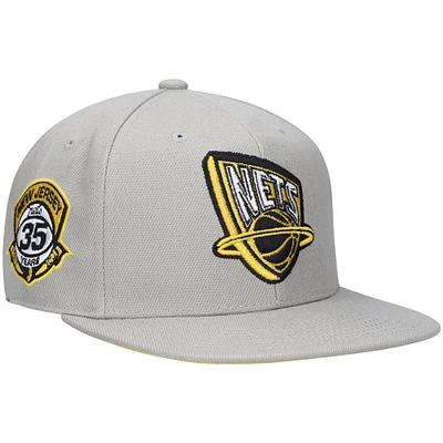 Men's Mitchell & Ness Gray New Jersey Nets Hardwood Classics 35th Anniversary Sunny Fitted Hat