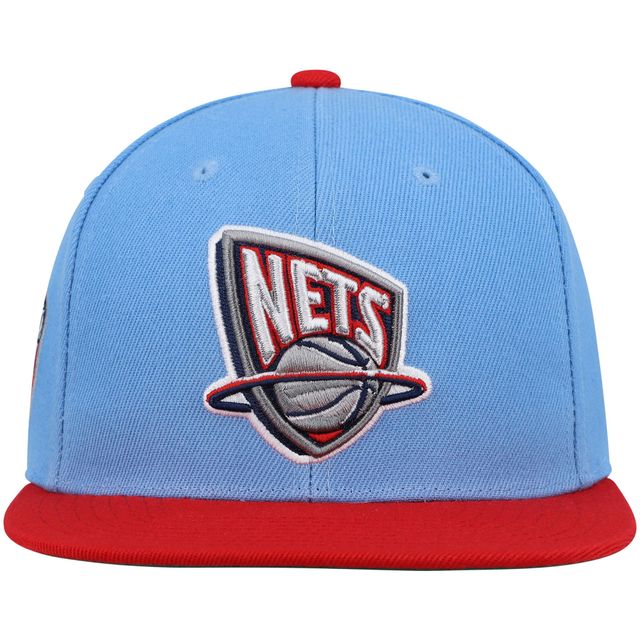 Casquette New Jersey Nets Hardwood Classics Snapback Mitchell & Ness pour homme, bleu clair/rouge