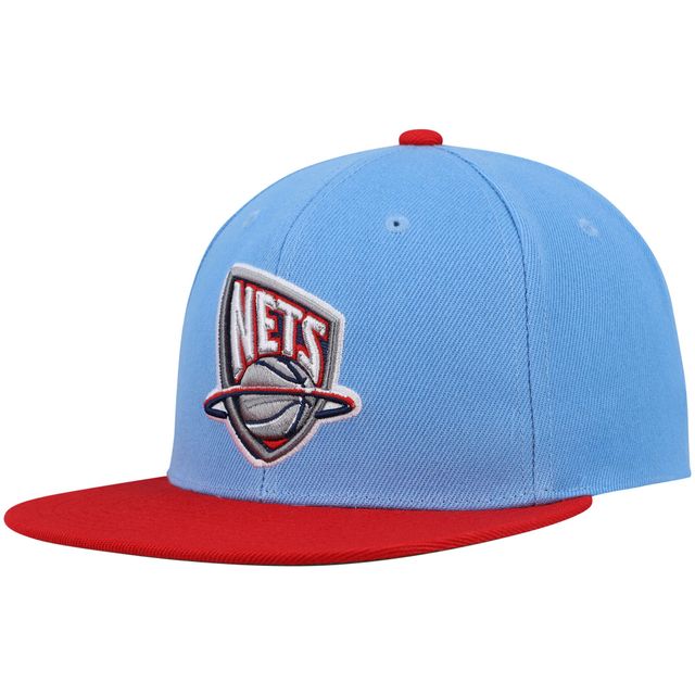 Casquette New Jersey Nets Hardwood Classics Snapback Mitchell & Ness pour homme, bleu clair/rouge