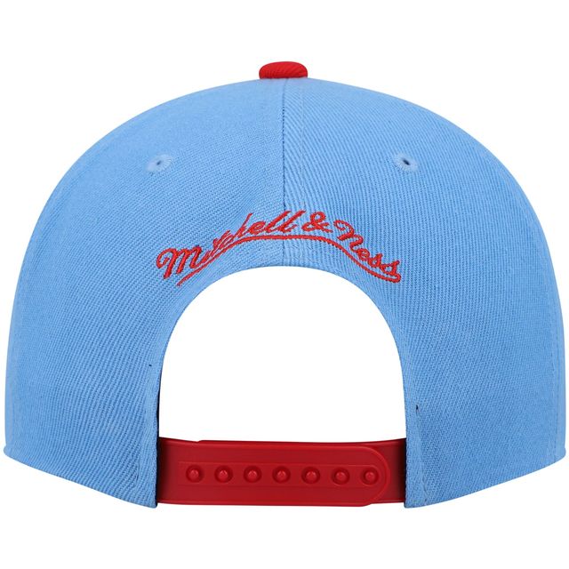 Casquette New Jersey Nets Hardwood Classics Snapback Mitchell & Ness pour homme, bleu clair/rouge