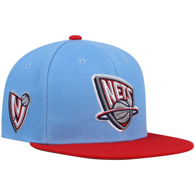 Casquette New Jersey Nets Hardwood Classics Snapback Mitchell & Ness pour homme, bleu clair/rouge