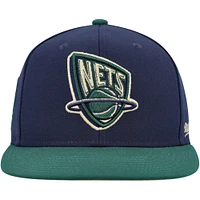 Men's Mitchell & Ness Navy/Green New Jersey Nets 35th Anniversary Hardwood Classics Grassland Fitted Hat