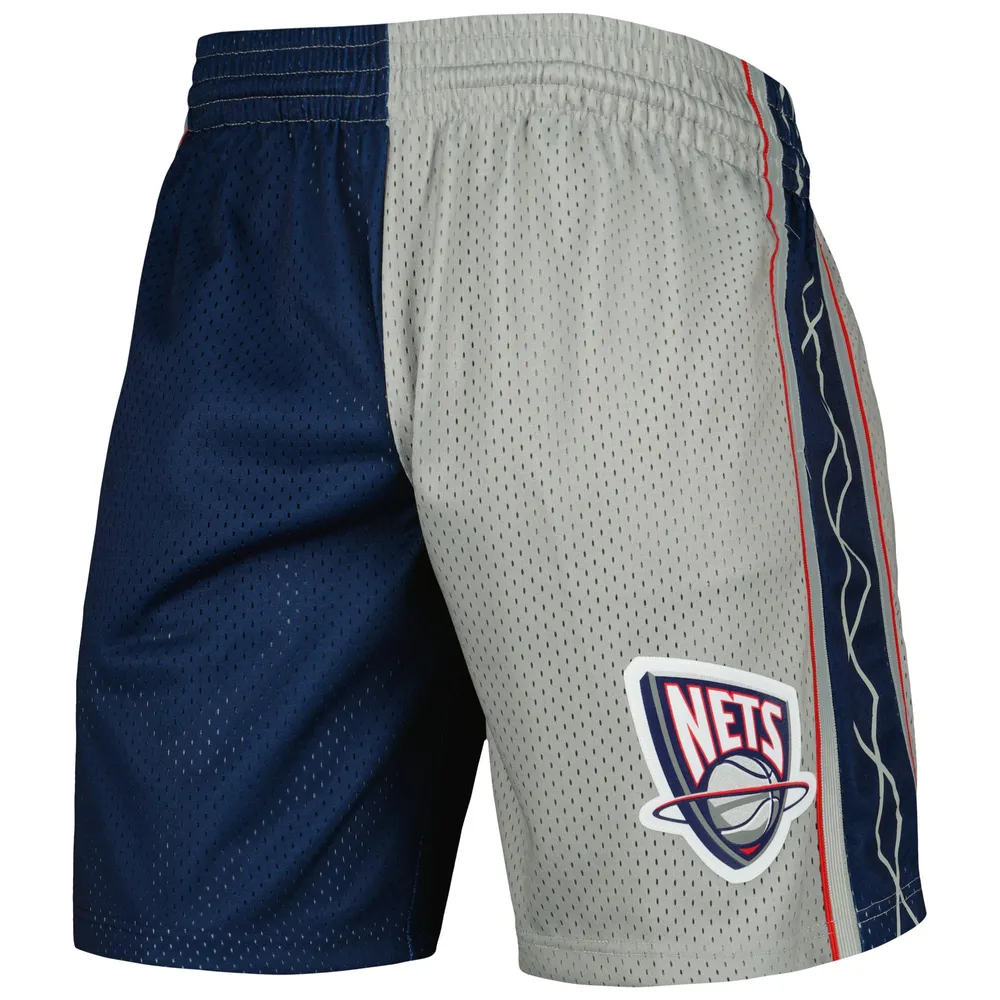 Men's Mitchell & Ness Navy/Silver New Jersey Nets Hardwood Classics 2006 Split Swingman Shorts