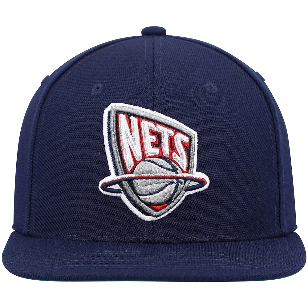 Men's Mitchell & Ness Navy New Jersey Nets Hardwood Classics Team Ground 2.0 Snapback Hat