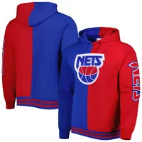 Men's Mitchell & Ness Royal/Red New Jersey Nets Hardwood Classics Split Pullover Hoodie