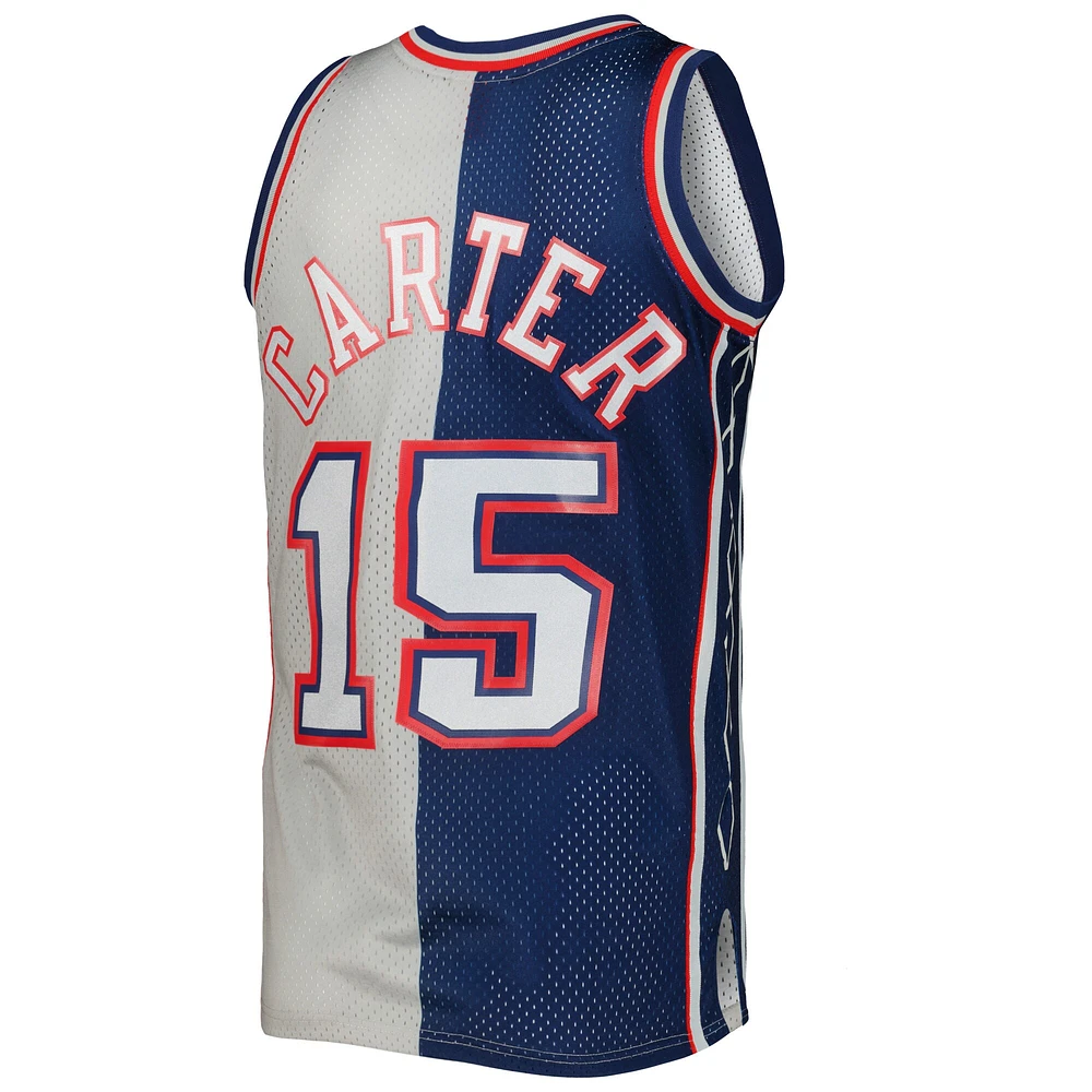 Men's Mitchell & Ness Vince Carter Navy/Gray New Jersey Nets Hardwood Classics 2006/07 Split Swingman