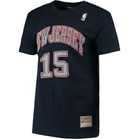 Men's Mitchell & Ness Vince Carter Navy New Jersey Nets Hardwood Classics Stitch Name Number T-Shirt