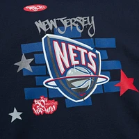 Sweat à capuche Mitchell & Ness x Tats Cru pour hommes, New Jersey Nets, Hardwood Classics Brick, bleu marine