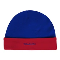 Newborn & Infant Mitchell Ness Blue/Red New Jersey Nets 3-Piece Hardwood Classics Bodysuits Cuffed Knit Hat Set