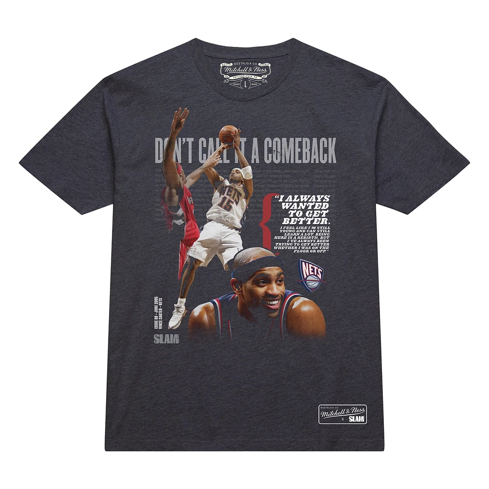 Unisex Mitchell & Ness Vince Carter Charcoal New Jersey Nets Don't Call It A Comeback T-Shirt