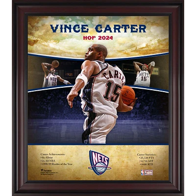 Collage de joueurs classiques en bois dur encadré de 15" x 17" de Vince Carter, New Jersey Nets