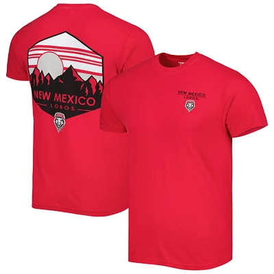 Men's Cherry New Mexico Lobos Landscape Shield T-Shirt