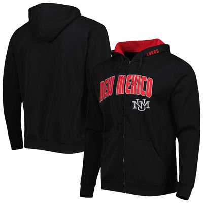 Men's Colosseum Black New Mexico Lobos Arch & Logo 3.0 Full-Zip Hoodie