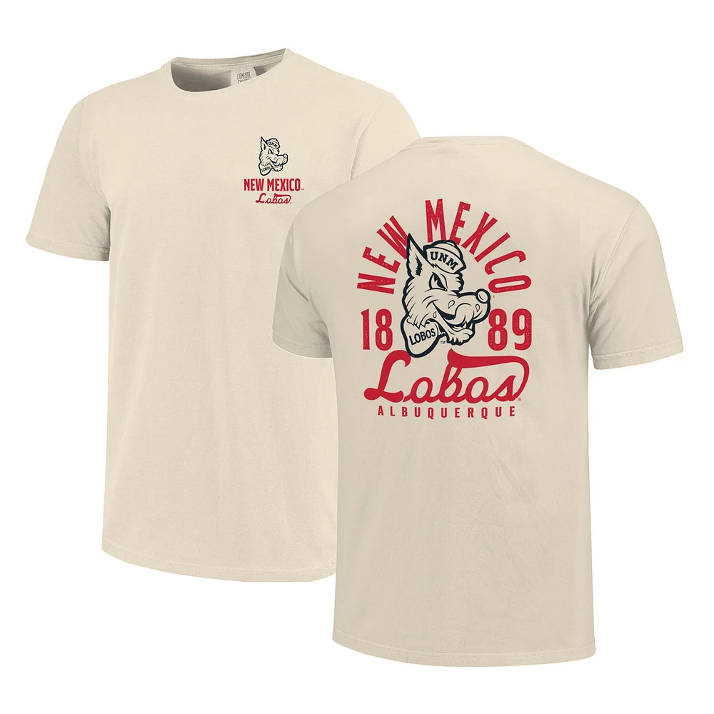 T-shirt crème pour homme avec motif mascotte des Lobos du Nouveau-Mexique