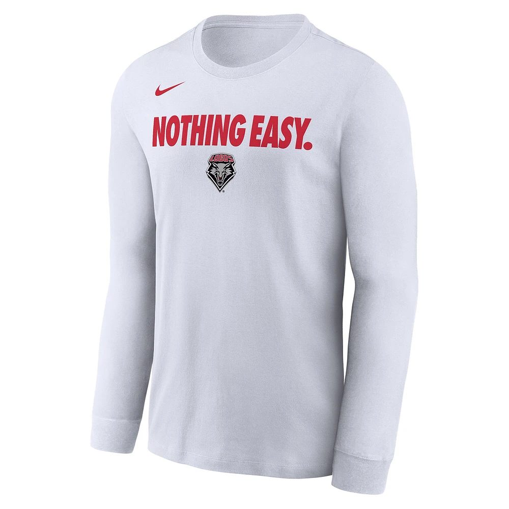 Men's Nike White New Mexico Lobos 2025 On-Court Bench Long Sleeve T-Shirt