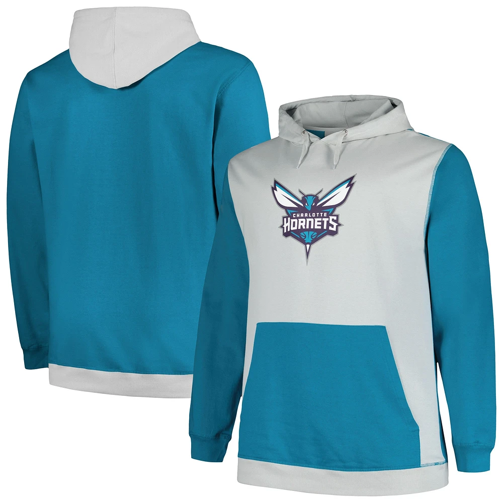 Sweat à capuche Fanatics pour hommes, sarcelle/argent, New Orleans Hornets, Big & Tall, Primary Arctic