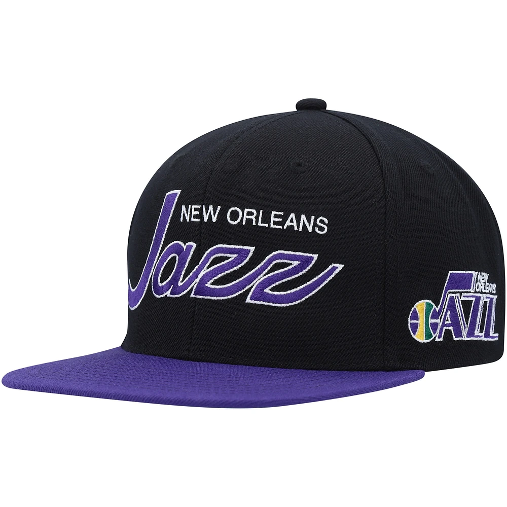 Casquette Snapback Utah Jazz Hardwood Classics MVP Team Script 2.0 pour homme de Mitchell & Ness, noir