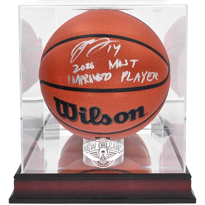 Brandon Ingram New Orleans Pelicans Autographed Wilson Replica Basketball with "2020 Most Improved Player" Inscription & Mahogany Team Logo Display Case