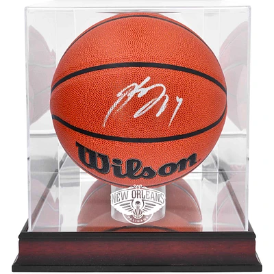 Brandon Ingram New Orleans Pelicans Autographed Wilson Replica Basketball with Mahogany Team Logo Display Case