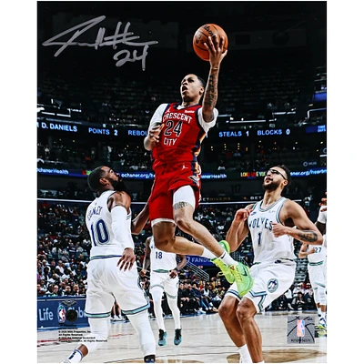 Jordan Hawkins New Orleans Pelicans Autographed 8" x 10" Layup vs. Pistons Photograph