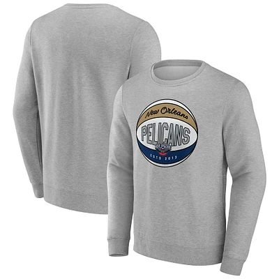 Men's Fanatics Gray New Orleans Pelicans True Classics Hard Color Fleece Pullover Sweatshirt
