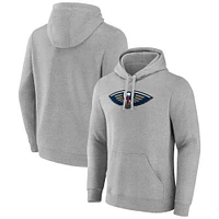 Men's Fanatics  Heather Gray New Orleans Pelicans Primary Logo Pullover Hoodie