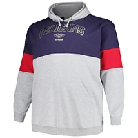 Sweat à capuche Fanatics pour hommes bleu marine/rouge New Orleans Pelicans Big & Tall