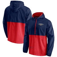 Fanatics pour hommes bleu marine/rouge New Orleans Pelicans Block Party Thrill Seeker - Veste à capuche demi-zip