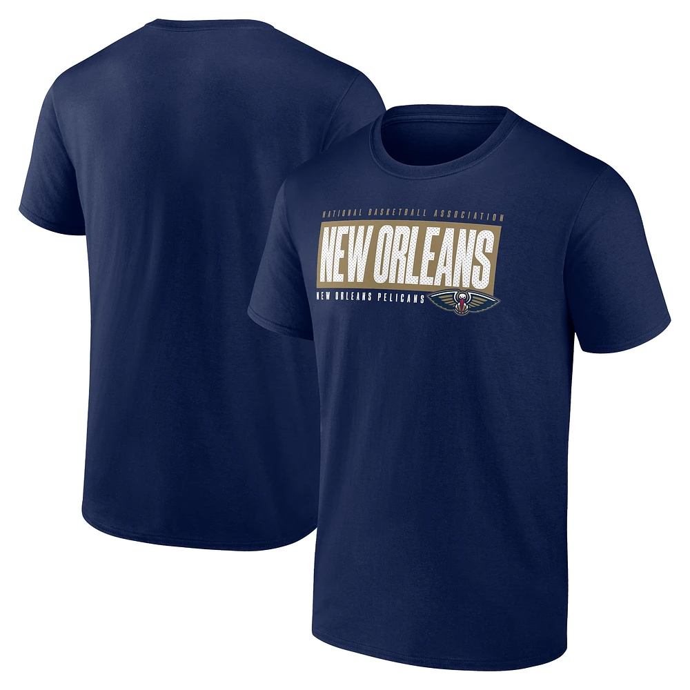 T-shirt Box Out Fanatics pour hommes, bleu marine, New Orleans Pelicans