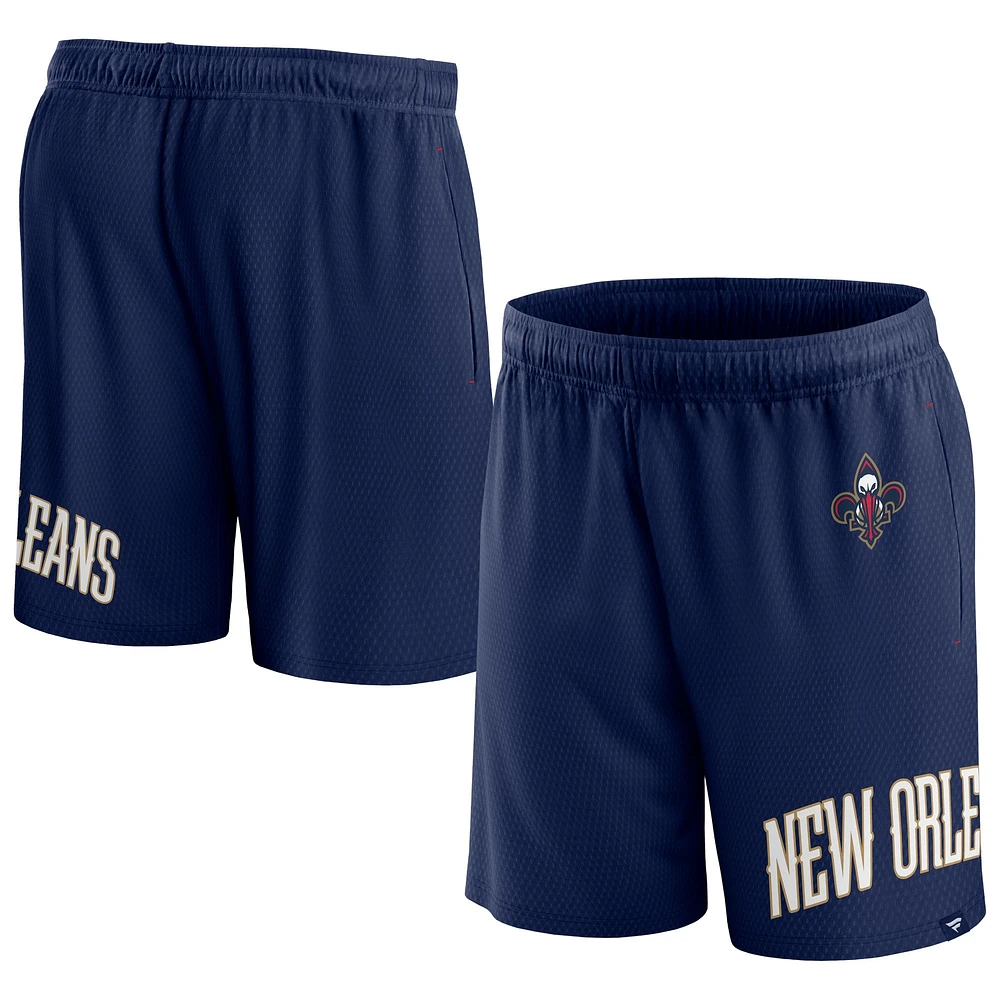 Short en maille à lancer franc Fanatics Navy New Orleans Pelicans pour hommes