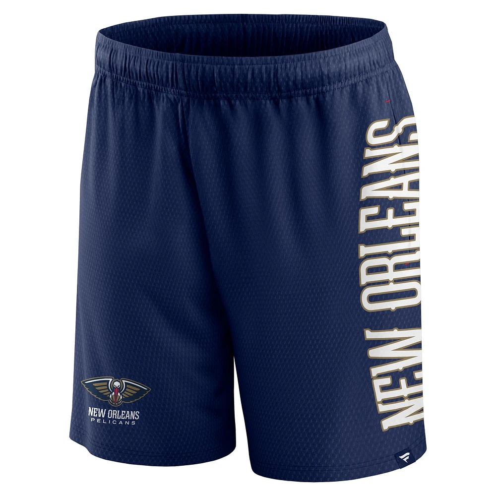 Short en maille Post Up Fanatics bleu marine New Orleans Pelicans pour hommes