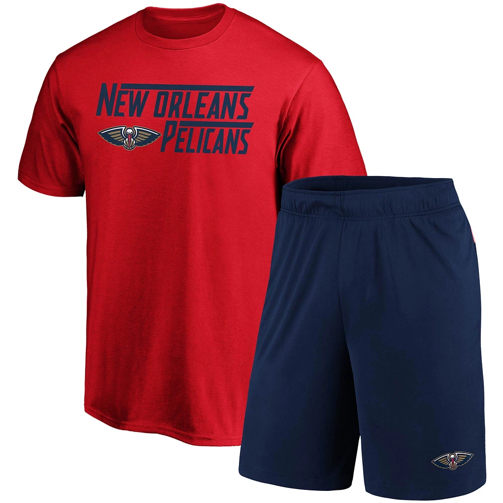 Pack combiné t-shirt et short Fanatics pour hommes, rouge/bleu marine, New Orleans Pelicans