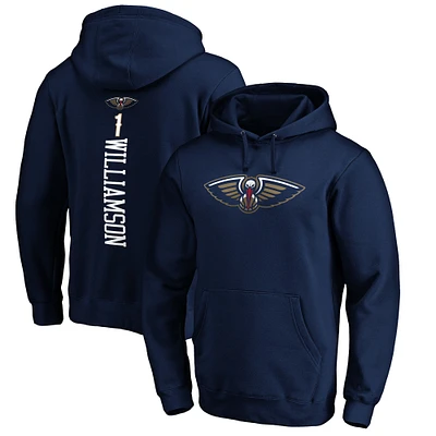 Men's Fanatics Zion Williamson Navy New Orleans Pelicans Playmaker Name & Number Fitted Pullover Hoodie