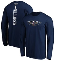 Men's Fanatics Zion Williamson Navy New Orleans Pelicans Team Playmaker Name & Number Long Sleeve T-Shirt